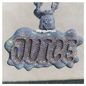Pingente de suco de carta feito à mão personalizado com bolsa de dinheiro fiança/cz/diamante moissanite/3d ice out/seu sonho pingente 925 prata esterlina
