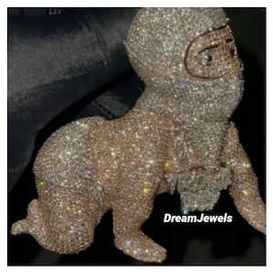 Pingente hiphop bebê gangsta feito à mão personalizado/cz/moissanite diamante redondo/3d ice out/seu sonho pingente prata esterlina 925
