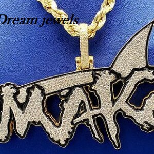 Pingente de carta feito à mão personalizado/CZ/Diamante Moissanite/3D ice Out/Pingente do seu sonho prata esterlina 925
