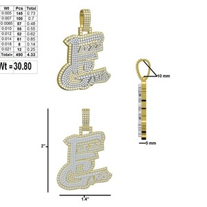 Pingente personalizado feito à mão com letra Egang/CZ/Moissanite diamante redondo/3D ice Out/Seu sonho pingente 925 prata esterlina 2,5 polegadas