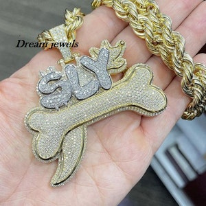 Pingente de letra feito à mão personalizado/CZ/Moissanite diamante redondo/3D gelo fora/pingente do seu sonho prata esterlina 925