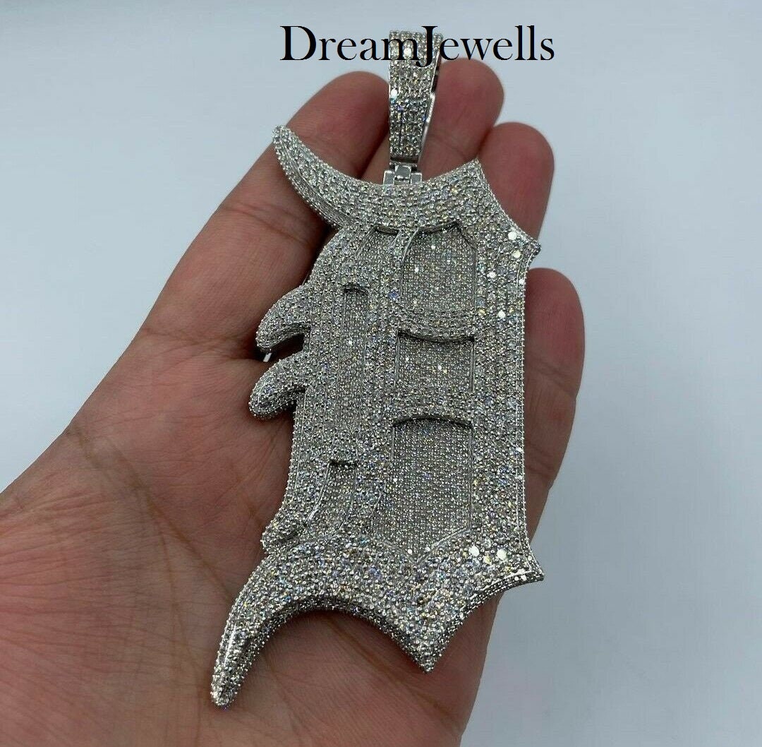 - Your / Ice Round Old / / 925 English Pendant Letter Diamond Etsy Inch 3D Dream Custom Made D Out Pendant Silver Cz/moissanite Letter 2.5 Sterling
