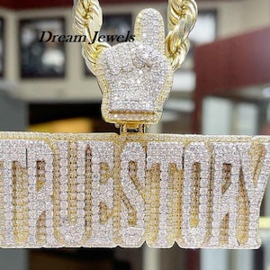 Pingente de letra feito à mão personalizado/CZ/Moissanite diamante redondo/3D gelo fora/pingente do seu sonho prata esterlina 925