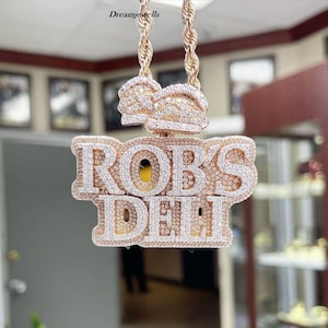Pingente personalizado para escrita de letras cz/moissanite diamante redondo/gelo 3d/pingente do seu sonho prata esterlina 925 2,5 polegadas
