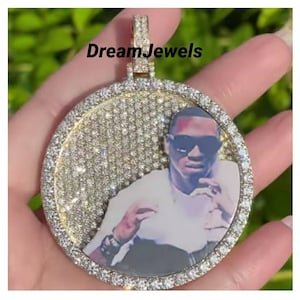 Colgante fotográfico personalizado / 3D iced out / Fully Iced / Bust down / Memory Gift / Sterling Silver / CZ / MOSSINATE