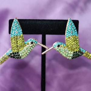 Hummingbird Earrings/ Goldplated/ Light Weight/ Rhinestones