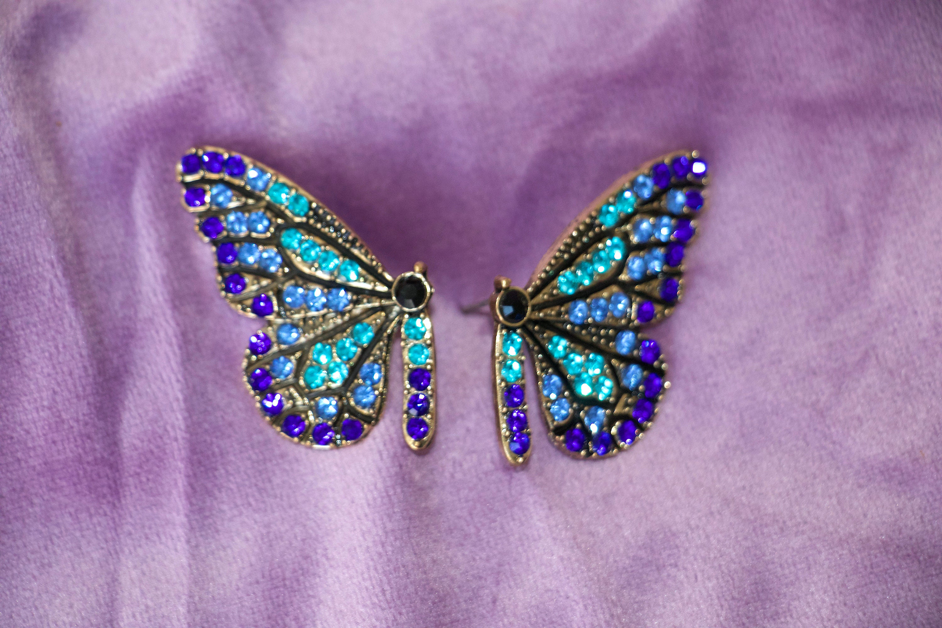 Turquoise Blue BUTTERFLY EARRINGS/ Fashion Jewelry/ Butterfly Etsy