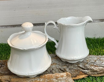 Ensemble vintage de pots à lait et sucrier en porcelaine, Mitterteich dans la période 1945-aujourd'hui