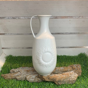 Vintage vase / handle vase AK Kaiser 60s flower vase, sunflower relief vintage vase, Kaiser porcelain, mid century vase