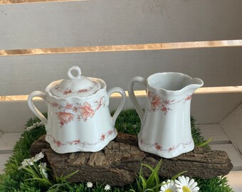 Vintage Set latte e zucchero di Hutschenreuther, porcellana, decorazione floreale