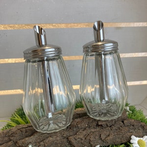 2 vintage glass sugar shakers, Stoha Glas, 70s