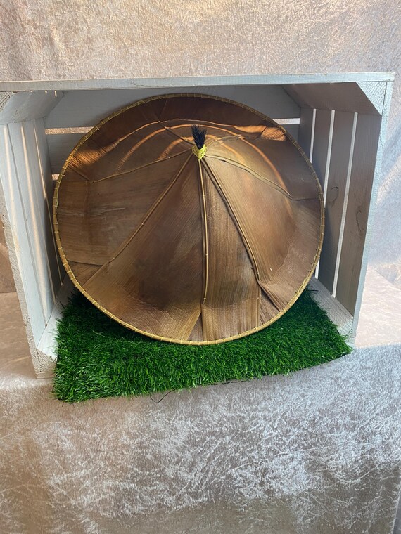 Old palm leaf hat, Java Indonesia, vintage headge… - image 7