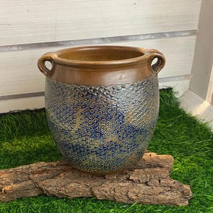 Grande brocca/vaso con manico in ceramica Goebel, smalto al sale, design: C. Tittmann del 1984, realizzato a mano, accessorio/contenitore da cucina.