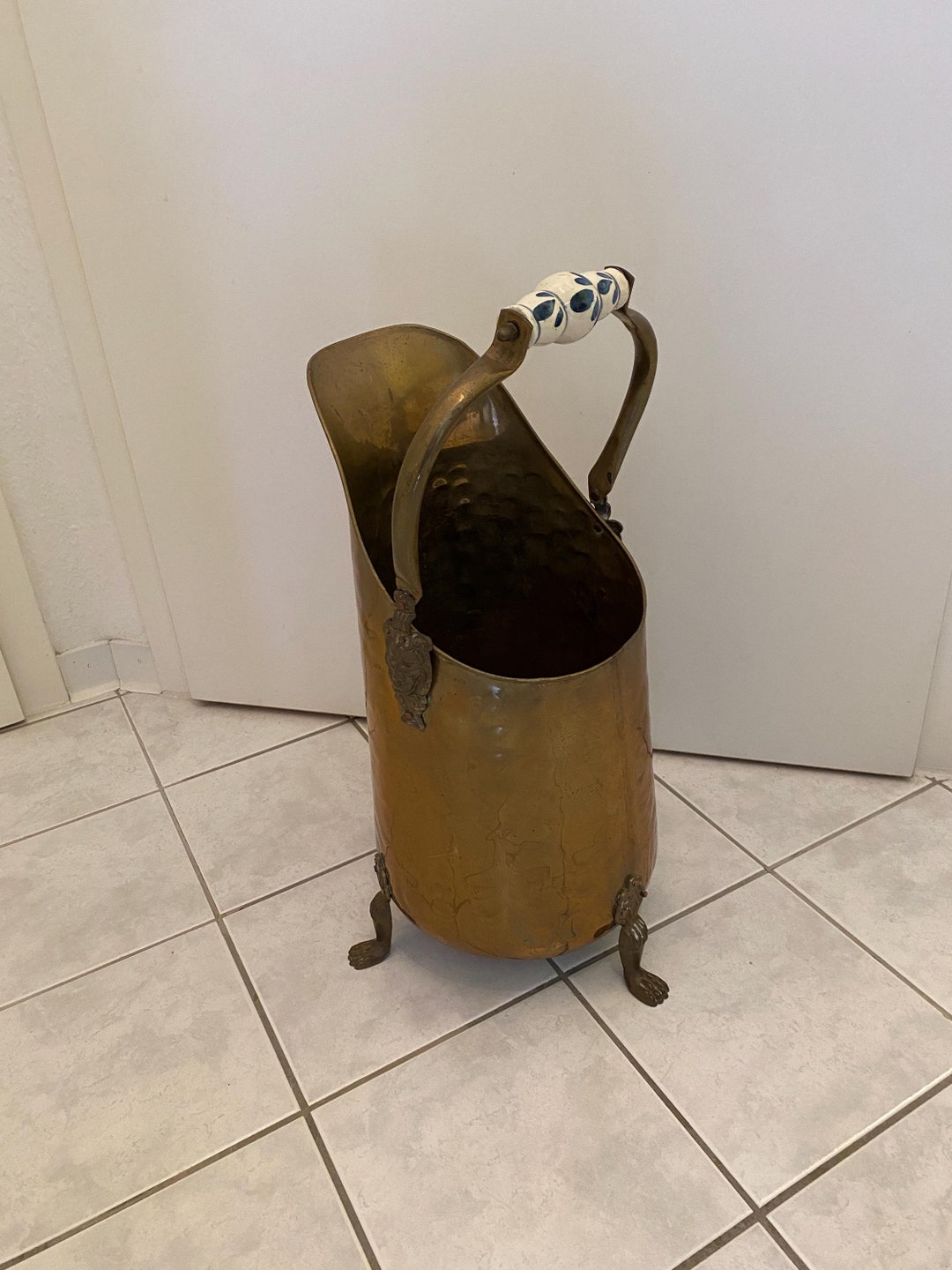 Vintage Coal Chute, Coal Bucket, Umbrella Stand Brass Coal Bucket or ...