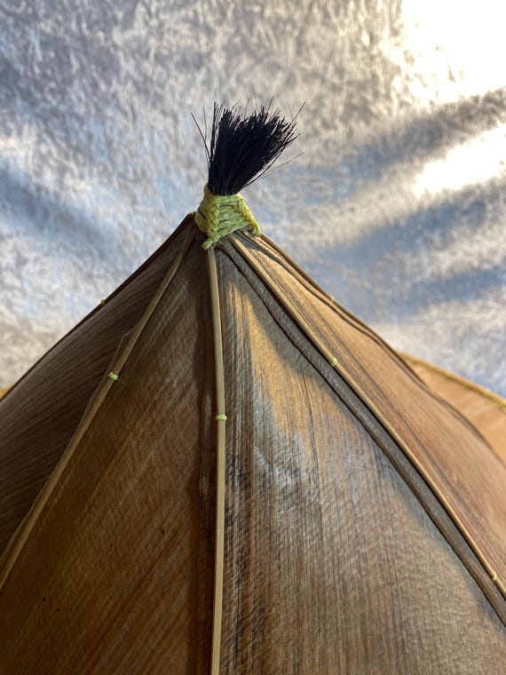 Old palm leaf hat, Java Indonesia, vintage headge… - image 3