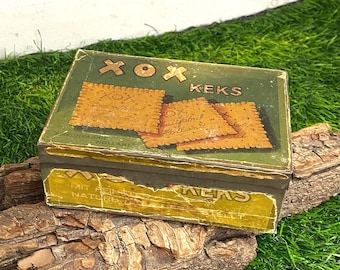 Scatole di latta antiche XOX, confezioni di biscotti, vecchie scatole di latta con coperchio, scatole di latta da collezione