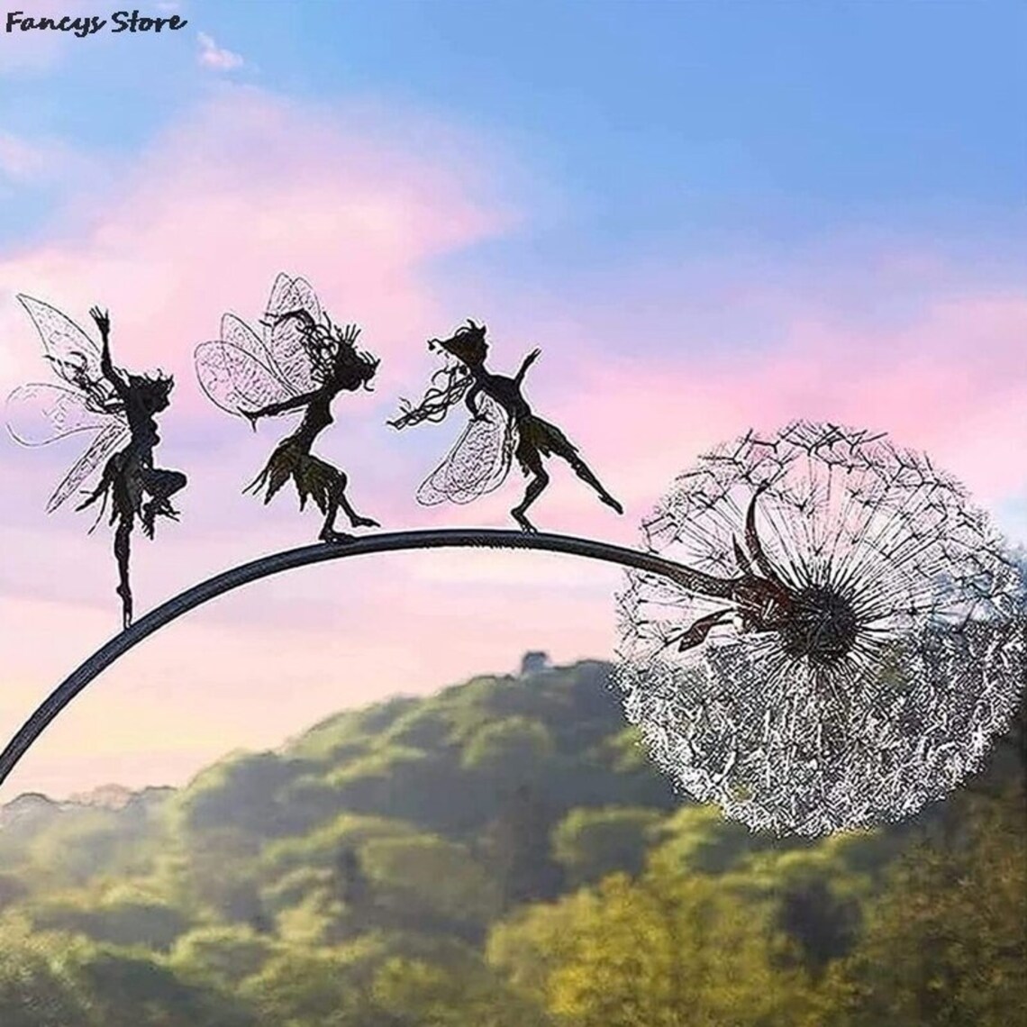 Flower Fairy Elf Dancing With Dandelion Elf Sculpture Garden Etsy