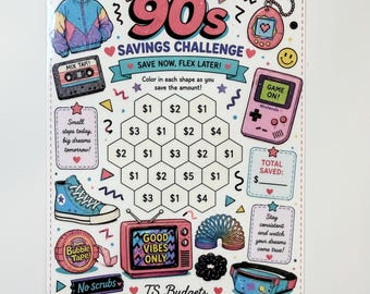 90s Savings Challenge a5 size (fits best in a5 envelope)