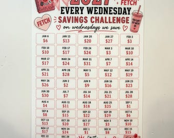 2027 Every Wednesday Savings Challenge a5 size (fits best in a5 envelope)