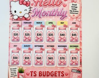 Hello Monthly Savings Challenge a5 size (fits best in a5 envelope)