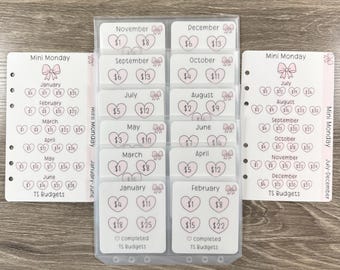 Mini Monday Bundle a6/ personal size ( 2 a6/ personal size hole punched dashboards, 12 challenges with 3 pocket envelopes)