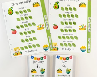 Taco Tuesdays a5 micro mini bundle (2 a5 dashboard + 52 micro minis) they fit into a5 4 slot sleeves
