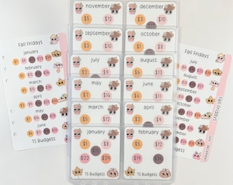 Fall Fridays Bundle a6/ personal size ( 2 a6/ personal size hole punched dashboards, 12 challenges with 3 pocket envelopes)