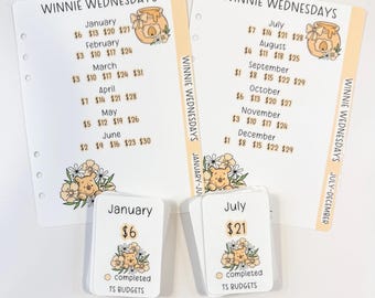 Winnie Wednesday a5 micro mini bundle (2 a5 dashboard + 52 micro minis) they fit into a5 4 slot sleeves
