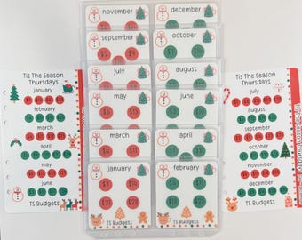Tis The Season Thursday Bundle a6/ personal size ( 2 a6/ personal size hole punched dashboards, 12 challenges with 3 pocket envelopes)