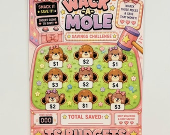Wack A Mole Savings Challenge a5 size (fits best in a5 envelope)
