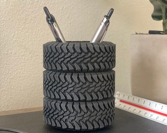 Racing Car Wheel Tyre Pen and Pencil Desk Tidy Holder 