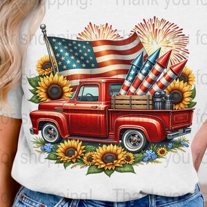 4th of July Americana Truck, Fireworks PNG, Sublimation Design, Digital Download, Commercial Use, 300