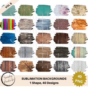 Sublimation Background Bundle | 40 PNG Sublimation Designs | Transparent Background | Clipart | Wood Backgrounds | Brick