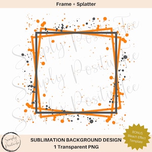 Oranje &Smokey Frame Achtergrond | Sublimatie Frame | Transparant Frame | Tennessee Kleuren | Bonus Bleach Effect Sjabloon