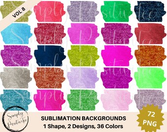 Bundel glittersublimatieachtergrond: 72 png-ontwerpen (digitale download)