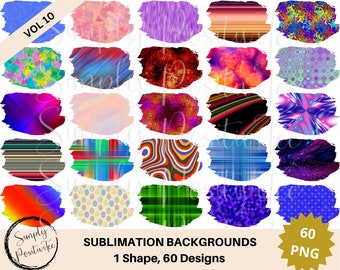 Sublimation Background Bundle | 60 PNG Sublimation Designs | Transparent Background | Clipart | Various Backgrounds