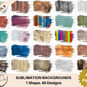 Sublimation Background Bundle | 40 PNG Sublimation Designs | Transparent Background | Clipart | Wood Backgrounds | Brick