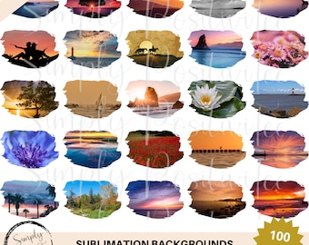 100 fundos de sublimação: pacote de clipart PNG (download digital)