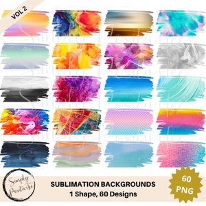 Sublimation Background Bundle | 60 PNG Sublimation Designs | Transparent Background | Clipart | Various Backgrounds