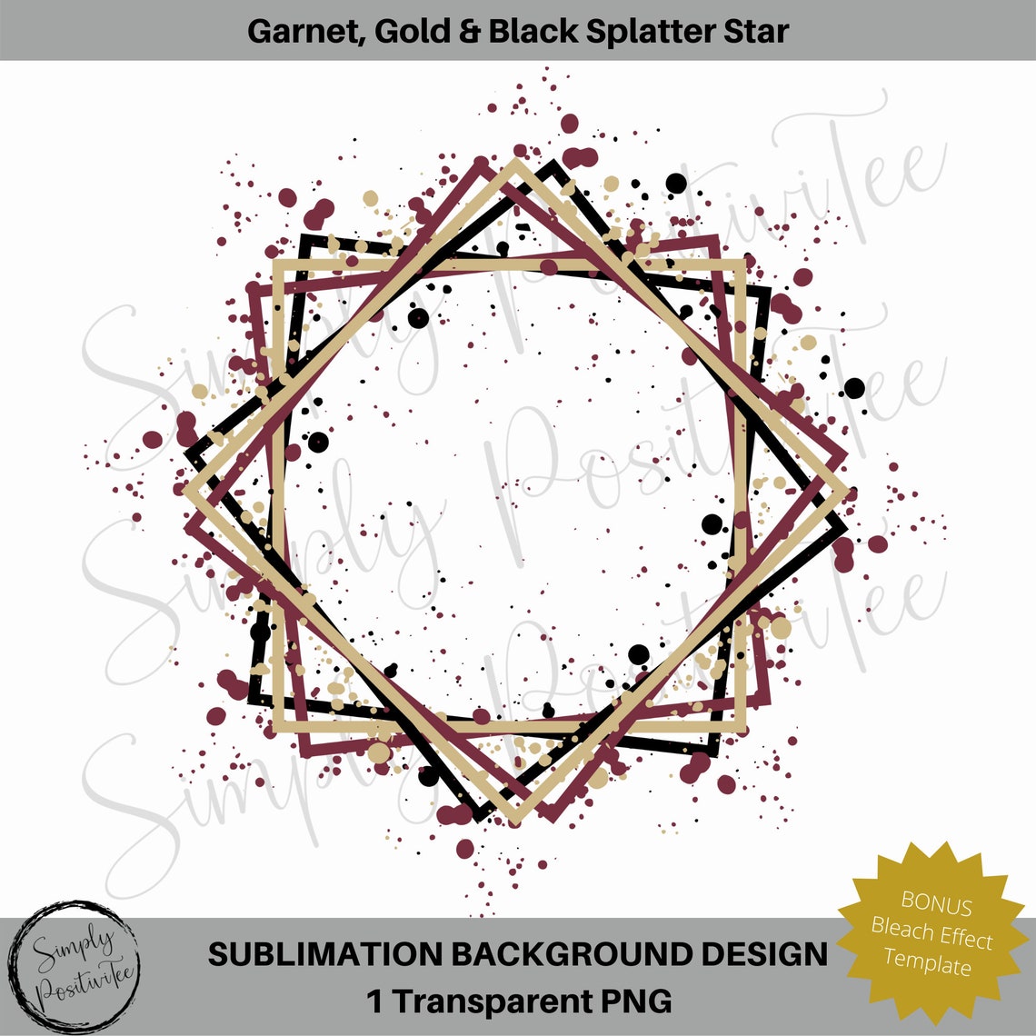 Garnet & Gold Star Background | Sublimation Frame | Transparent Frame ...