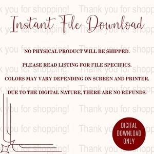 Instant Download Digital File Red Notice No Physical Item Print at Home Decor