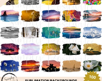 100 fundos de sublimação: pacote de clipart PNG (download digital)
