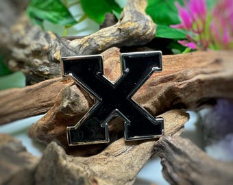 Black University X Enamel Pin with Silver Border I Straight Edge Pin I xsisterhoodx