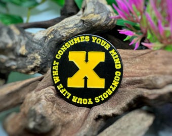 What Consumes Your Mind" Round Enamel Pin I Straight Edge Pin I xsisterhoodx