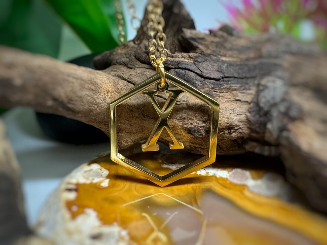 Geometric Floating X Necklace Stainless Steel Gold Color- Straight Edge ...