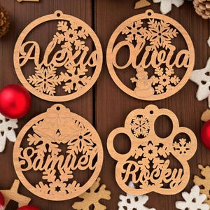 Ornement de Noël en bois personnalisé – Décoration de sapin – Idée cadeau ou bas de Noël - Ornement avec prénom