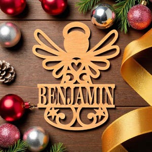 Personalized Christmas Ornament with Name – Wooden Snowflake, Angel, Snowman, Bell or Pet Paw – Custom Stocking Stuffer image 6
