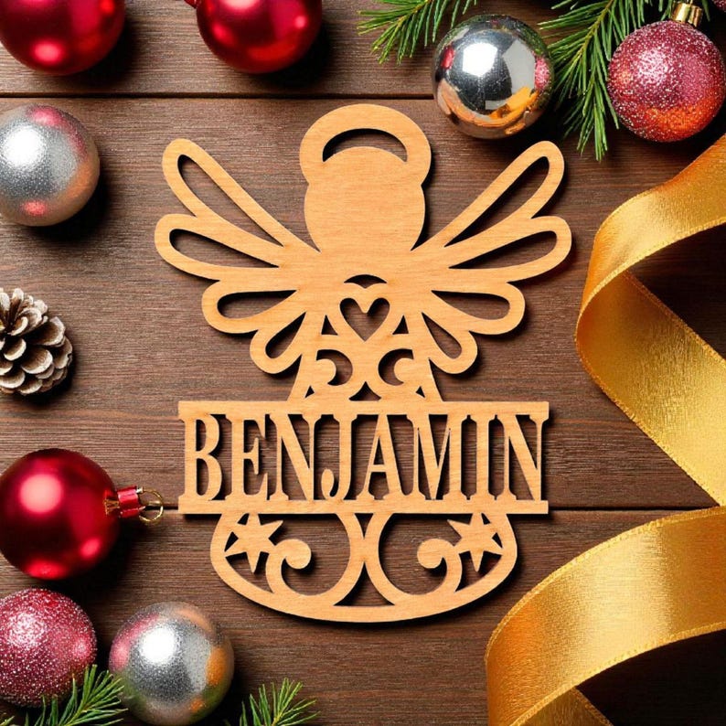 Personalized Christmas Ornament with Name – Wooden Snowflake, Angel, Snowman, Bell or Pet Paw – Custom Stocking Stuffer image 6