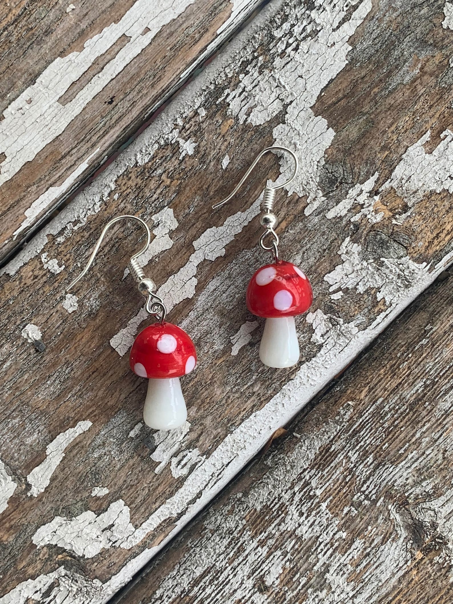 Glass Mushroom Earrings Etsy