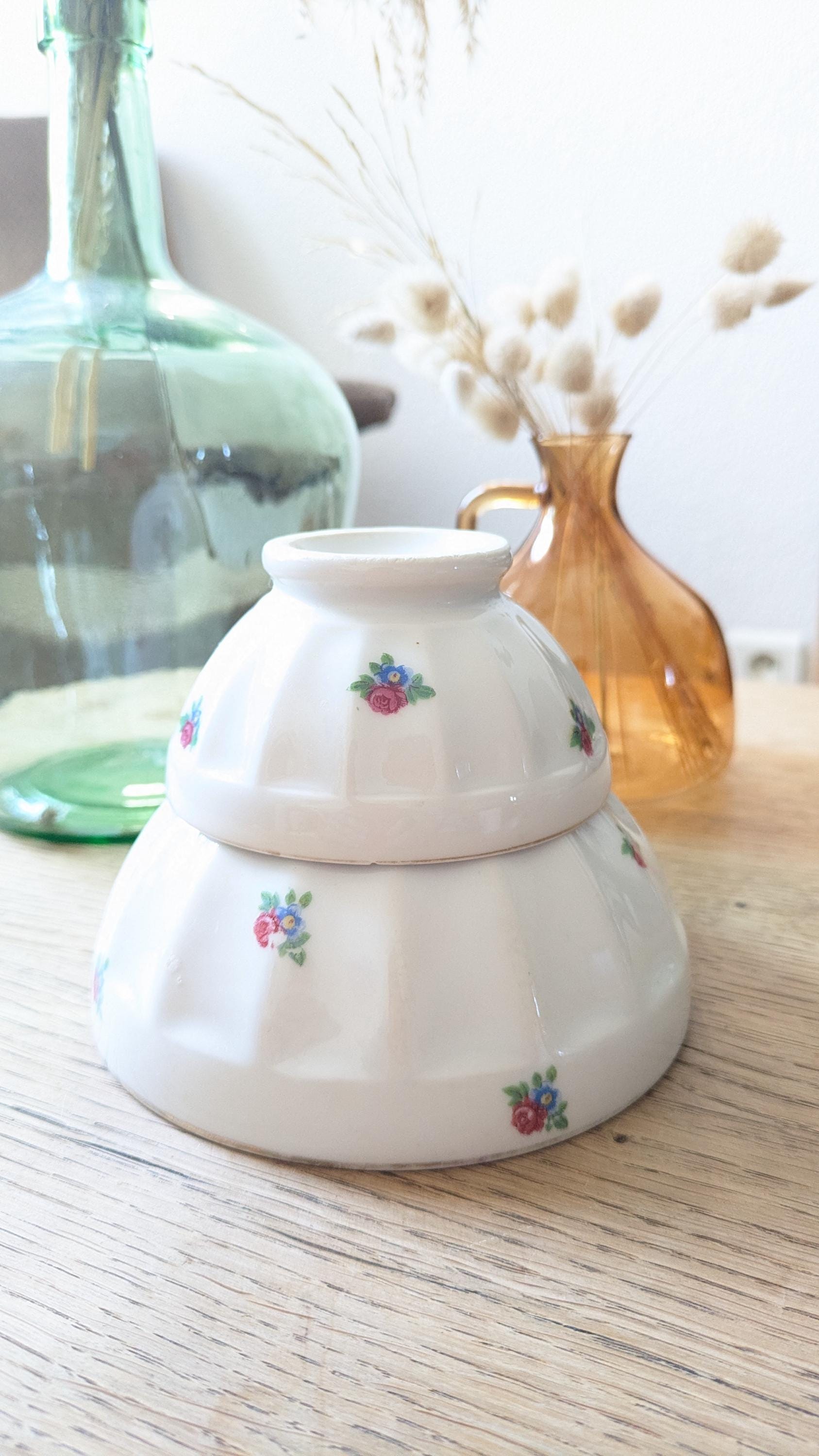 Joli Bol Ancien En Céramique Rose Motif Floral – Signé Pagoille France